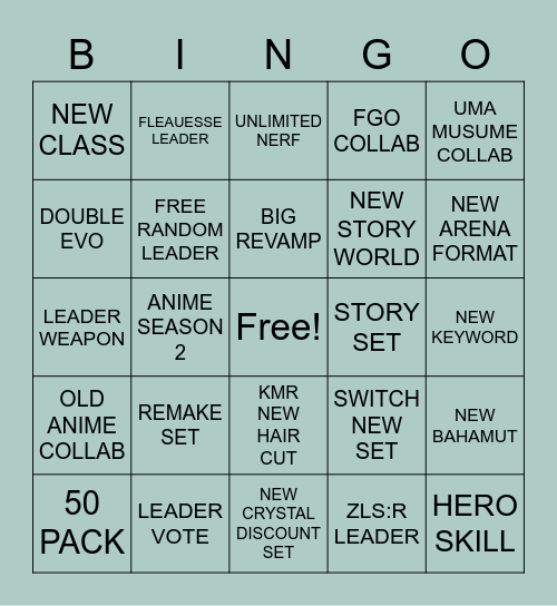 SHADOWVERSE 5TH ANNIVERSARY Bingo Card