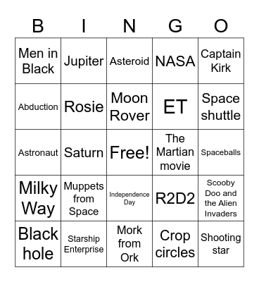 UFO Bingo Card