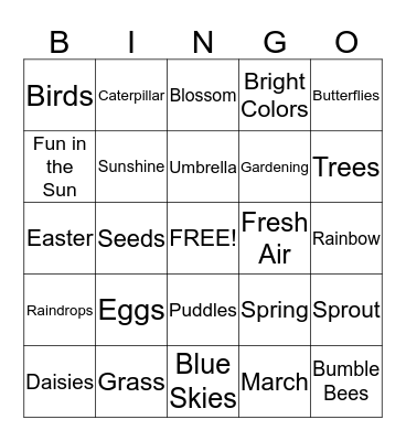 Spring Fever! Bingo Card