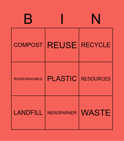 Waste Management Bingo Card