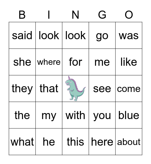 Sight words Bingo Card