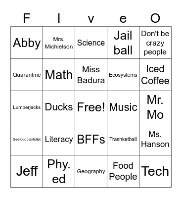 Miss Badura Bingo Card