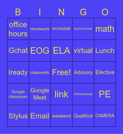 8th grade class bingo