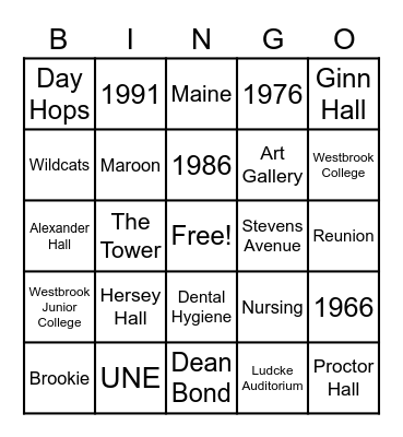 Westbrook Reunion 2021 Bingo Card