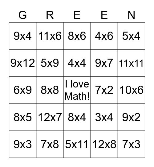 St. Patrick's Day Division Bingo Card