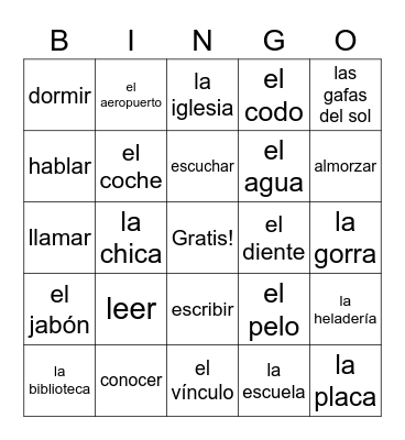 spanish 2 Bingo Card