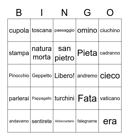 Ripasso Livello 3 Bingo Card