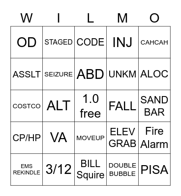 WILMO Bingo Card