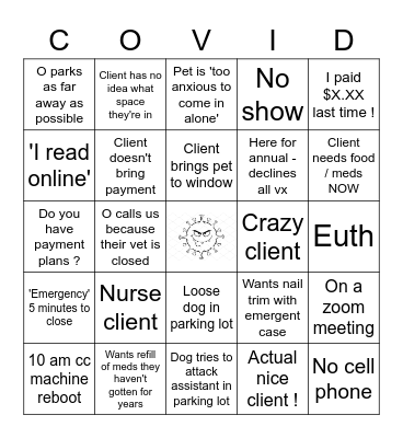 CAC Covid Bingo Card