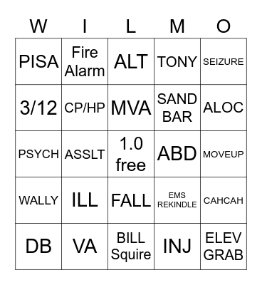 WILMO Bingo Card