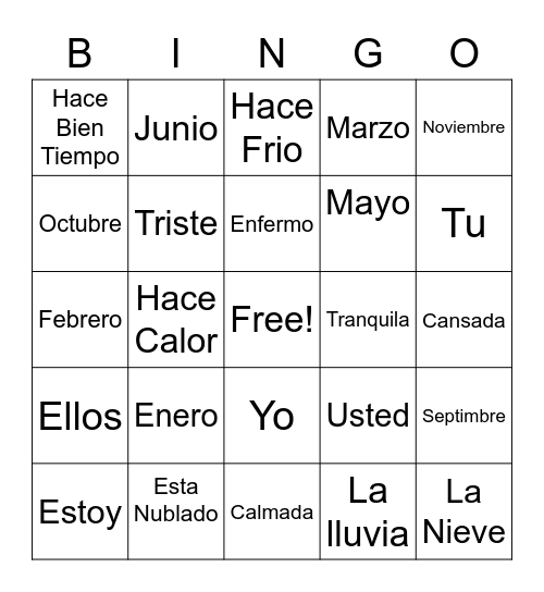 bingo! Bingo Card