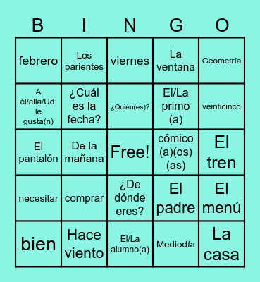 End of Year Review Bingo Card