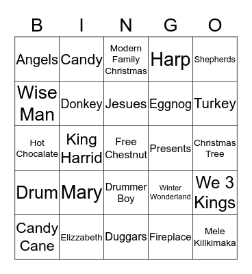 Christmas  Nativty  Bingo Card