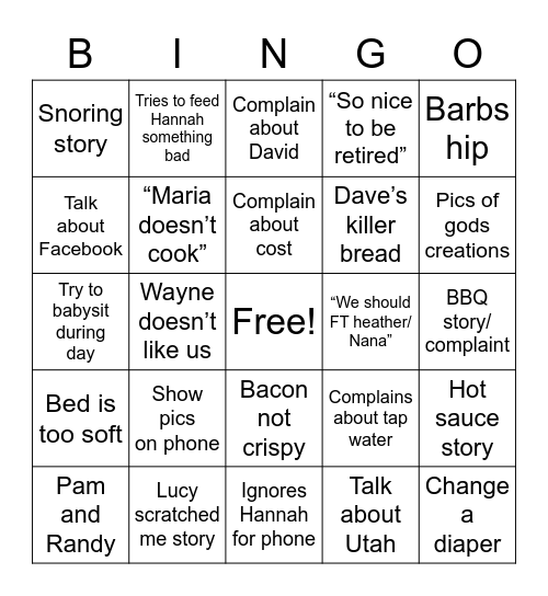 Weekend of misery bingo Card
