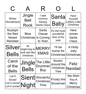 Christmas Carol Bingo!! Bingo Card