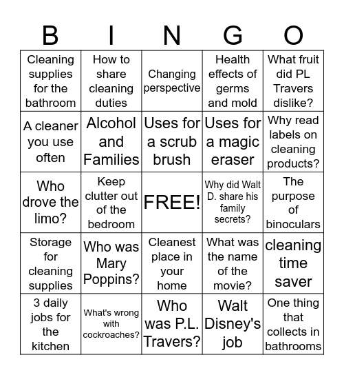Resilience, Cleaning and New View Bingo Card