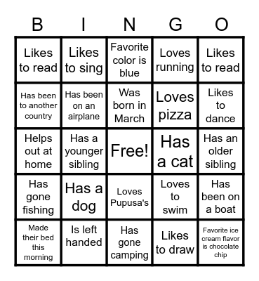 Buddy Bingo Card