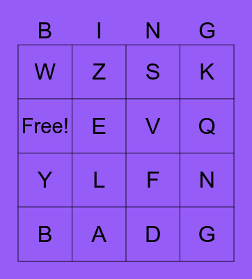 Capital Letter Bingo Card