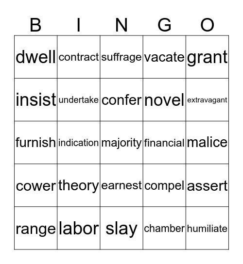 ACT Mastery Vocabulary IV Bingo Card