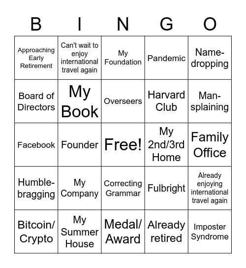 H Bingo Card