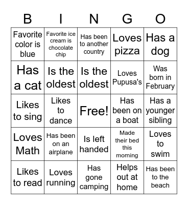 Buddy Bingo Card