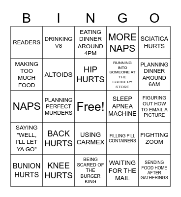 Senior Citizen Bingo Card