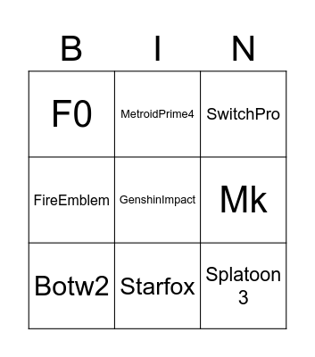 Bingo nintendo Léon Bingo Card