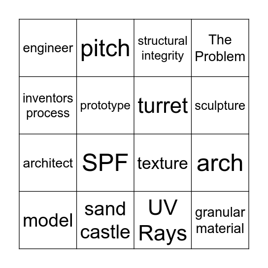 Sun & Sand Bingo Card