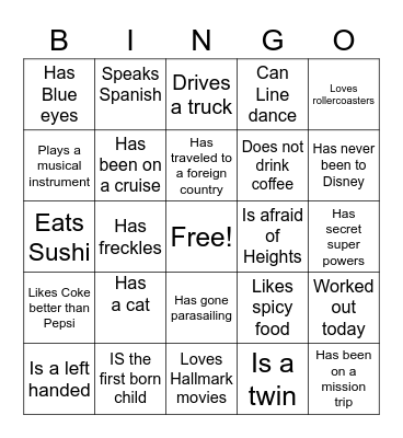 Human Bingo Card