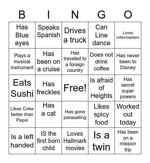 Human Bingo Card