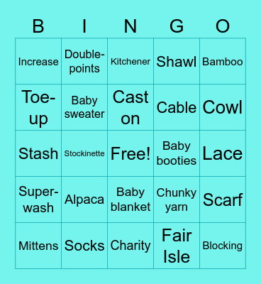 First Friday Knitters Bingo Card