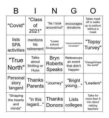 Bryn Bingo Card