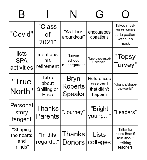 Bryn Bingo Card