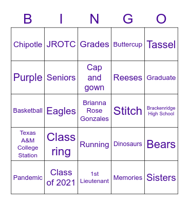 Brianna bingo Card