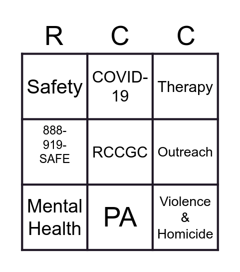 Crisis & Crime Bingo Card