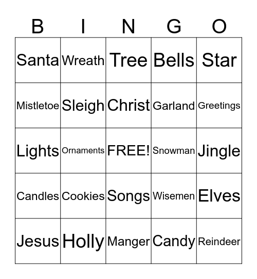 Christmas Bingo Card