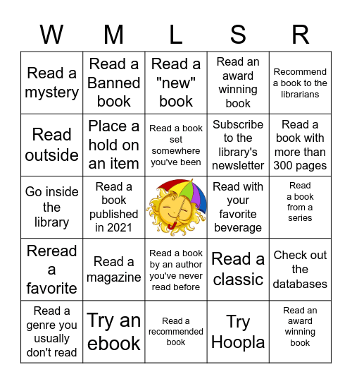 WML Summer Reading Fun (for Adults!) Bingo Card