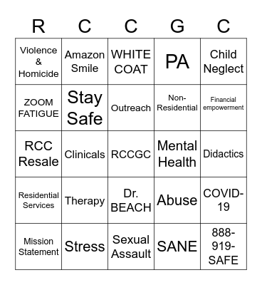 Crisis & Crime Bingo Card