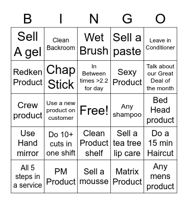 Great Clips Bingo Card