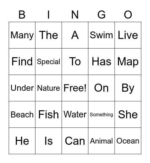 Summer High Frequency Word Bingo Card