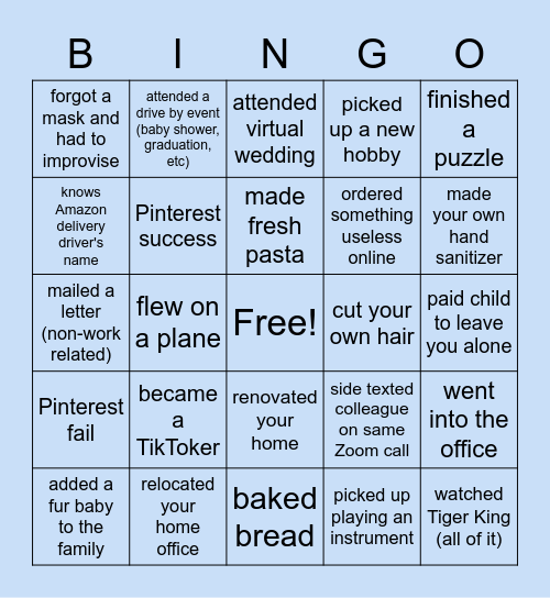 SEAL MPLS Quarantine Bingo Card