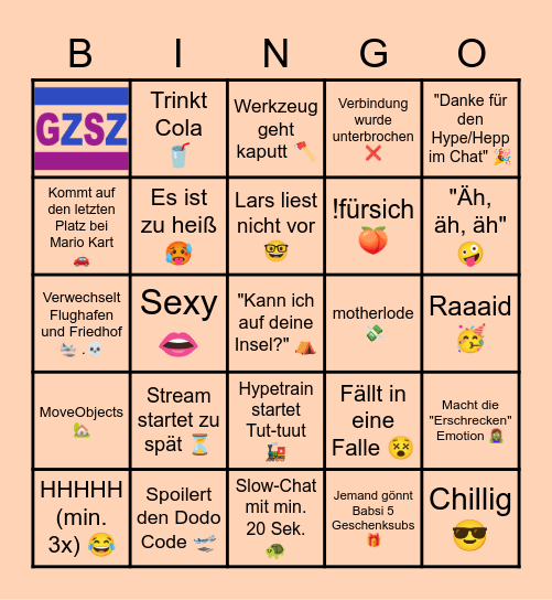 Babsis super süße Bingokarte Bingo Card