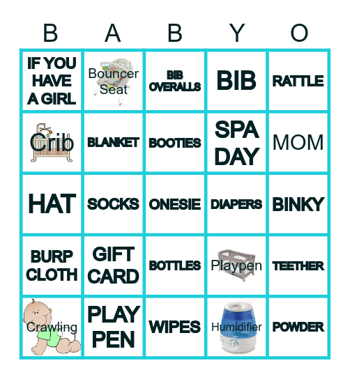 MYLO'S BABY SHOWER BINGO Card