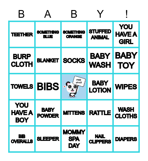 MYLO'S BABY SHOWER GIFT BINGO Card