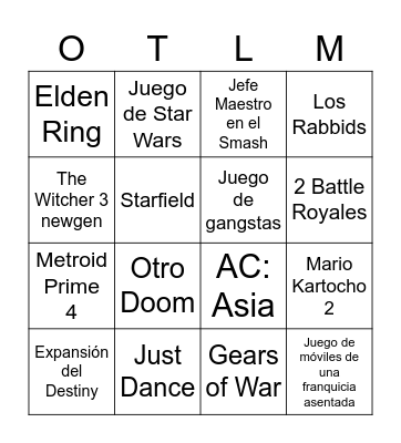 E3 Bingo Card