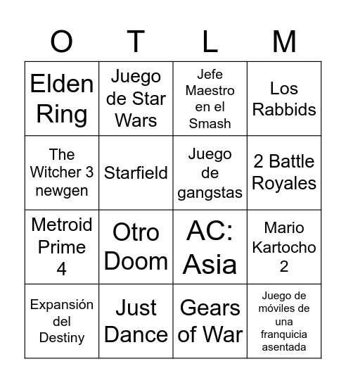 E3 Bingo Card