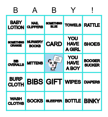 MYLO'S BABY SHOWER GIFT BINGO Card