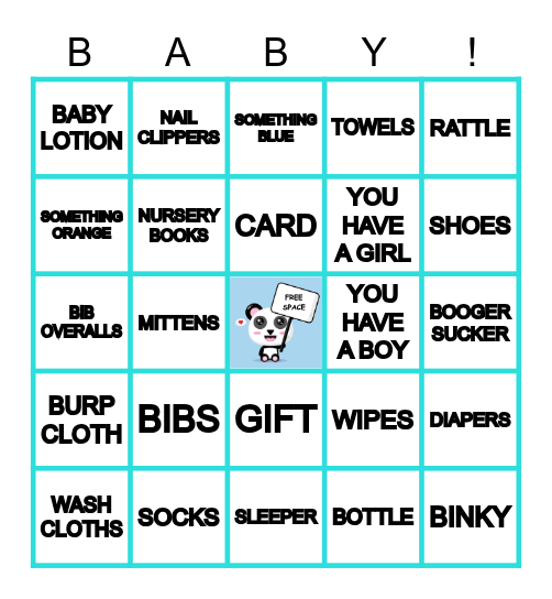MYLO'S BABY SHOWER GIFT BINGO Card