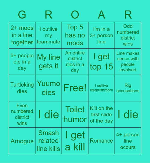 Grape Gamez Bingo Card