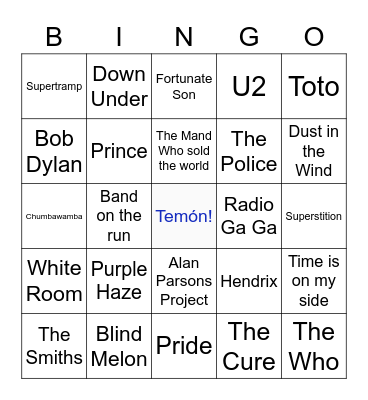 Rock Clásico Bingo Card